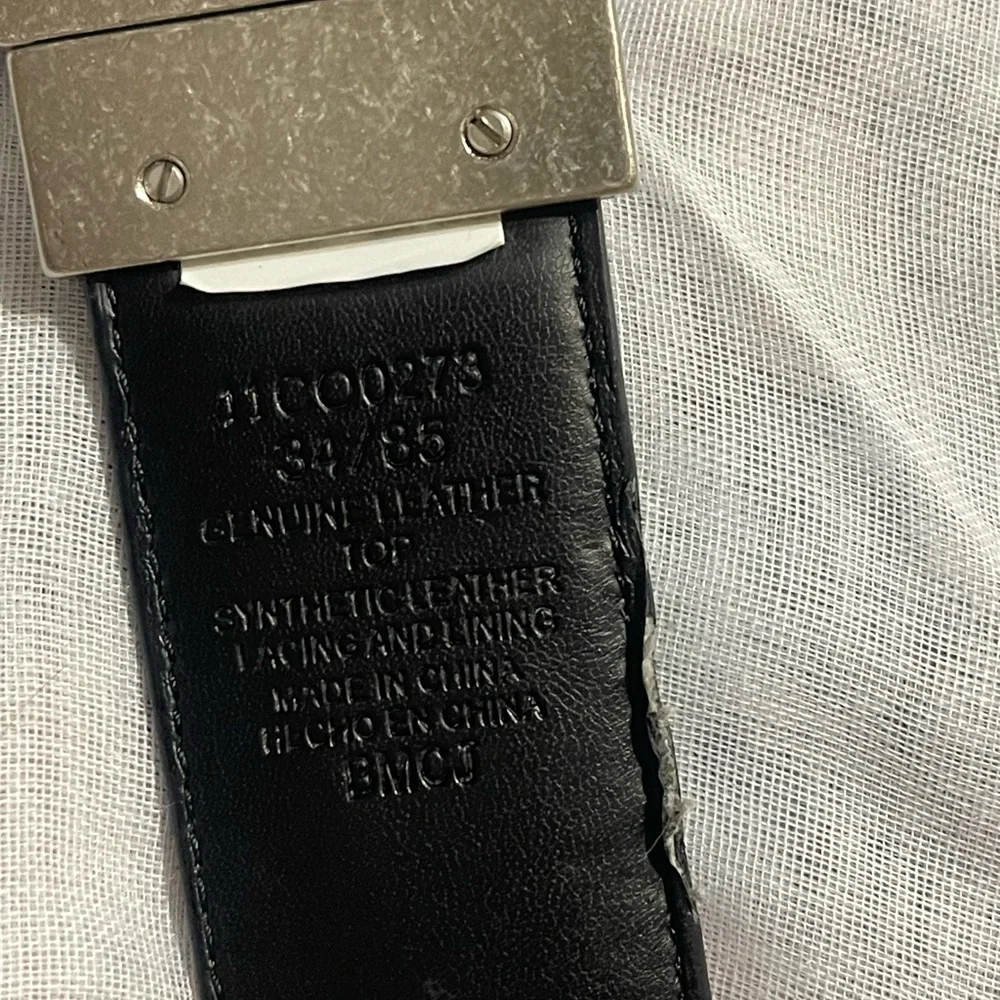 COLUMBIA 34/85 Brown and Black Leather Belt with Silver Buckle